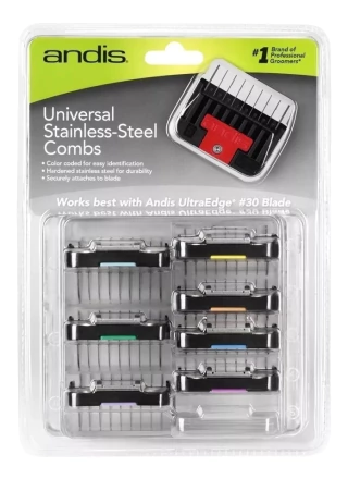 8 PEINES GUIA METALICOS MARCA ANDIS ORIGINALES PARA OSTER GOLDEN A5 ó A6, ANDIS AGC, WAHL ROMEO Y OTRAS