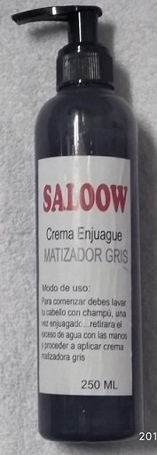CREMA ENJUAGUE MATIZADOR GRIS MARCA SALOON IN por 250 ml *LIQUIDACION*