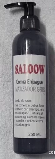 CREMA ENJUAGUE MATIZADOR GRIS MARCA SALOON IN por 250 ml *LIQUIDACION*
