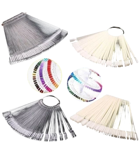 UÑERO / MUESTRARIO INDIVIDUAL DE COLORES DE 50 UÑAS MODELO ABANICO CON ANILLO (CH)