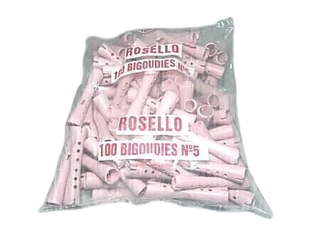 BIGUDIES PLASTICOS Nº 4 PAQUETE POR 100 UNIDADES + BANDAS ELASTICAS * DIAMETRO 9 mm. (X5) 104