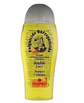 SHAMPOO DOUBLE MARCA OSSPRET POR 250 ml. * SHAMPOO + ENJUAGUE PARA PERROS Y GATOS