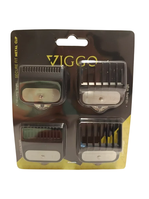 JUEGO DE 4 PEINES GUIA PREMIUM MARCA VIGGO N° 1 1/2 (4,5 mm) + N° 1/2 (1,5 mm) + N°1 (3mm) + N°2 (6mm) COMPATIBLE CON SUPER TAPER, HOME PRO y otras