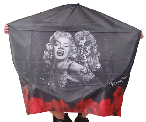 PEINADOR * CAPA DE CORTE DE TELA SIRE ESTAMPADA CUELLO SILVER CON BOTONES MODELO MARILYN MONROE C1003 - comprar online
