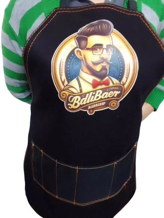 DELANTAL DE GABARDINA GRUESA NEGRA BARBERO * PELUQUERIA / BARBERIA - TODOPELUQUERIAS