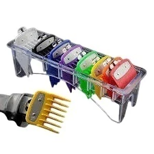 SET DE 8 PEINES GUIA CLIP METAL DE COLORES SIMIL WAHL PARA CORTADORAS DE PELO MODELO HS32639 - (copia)
