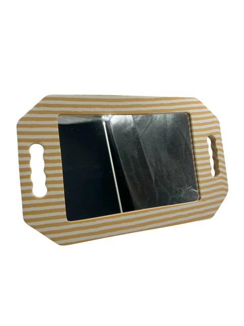 ESPEJO BANDEJA IRROMPIBLE BORDE DE GOMA A RAYAS MODELO 5111 (42 x 26 cm)