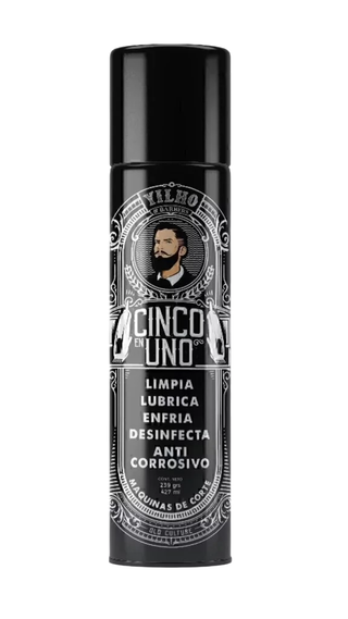 AEROSOL MARCA YILHO LINEA BARBER 5 EN 1 DESINFECTANTE + LUBRICANTE + REFRIGERANTE / ENFRIANTE + LIMPIADOR + PREVIENE EL OXIDO PARA CUCHILLAS * PELUQUERIA BARBERIA