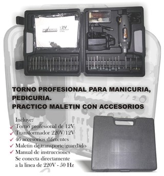 TORNO MINI DE MANO DE 12 V MARCA POWERTOOL VELOCIDAD FIJA 16000 RPM + MALETIN + ACCESORIOS en internet