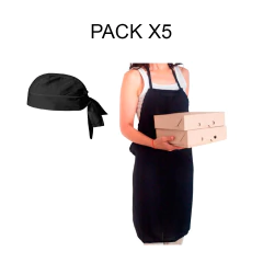 PACK X5 - COFIA + DELANTAL GASTRONOMICO ANTIMANCHA