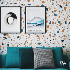 MURAL 052- TERRAZO NARANJA - Push vinilos