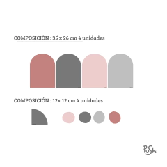 Combo Set X 4 Individuales Y 4 Posavasos De Mesa Modelo BRUNCH - Push vinilos