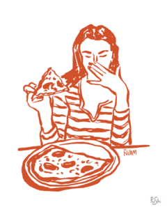 LAMINA ADHESIVA 013 - CHICA PIZZA ÑAM