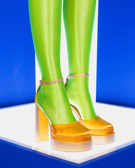 GUILLERMINAS SATINADAS 'YELLOW STRASSY HEEL'