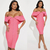 VESTIDO BANDAGE STRAPLESS CON VOLADOS - comprar online