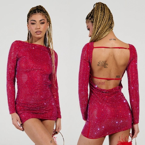 VESTIDO ROJO 'IRIDESCENT STRASS'