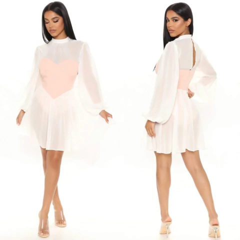 VESTIDO BLANCO 'PINK BODYSUIT'