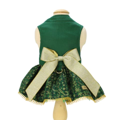 Vestido Laço e Guia Pata Chic - Brilho Natalino Verde na internet