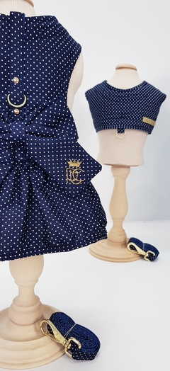 Vestido Laço e Guia Pata Chic - Poá Marinho na internet