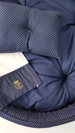 Kit Lençol e Naninha para Cama Pata Chic - Poá Marinho na internet