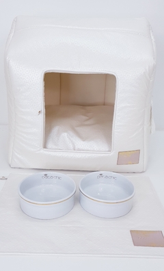 Porta Comedouro Retangular Pata Chic Shine - Champagne - comprar online