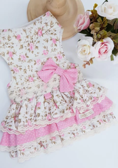 Vestido Baby Pata Chic Floral Romantic - Bege na internet