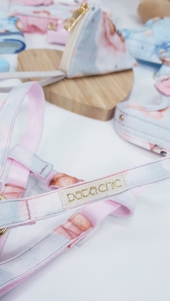 Peitoral Americano Tecido com Guia Pata Chic - Soninho Rosa - comprar online