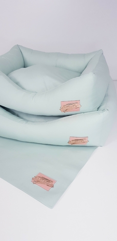 Jogo de Cama Basic M/G + Porta Comedouro Pata Chic - Verde Menta na internet