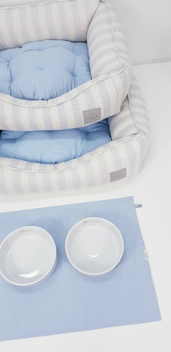 Porta Comedouro Retangular Pata Chic - Linn Azul - comprar online