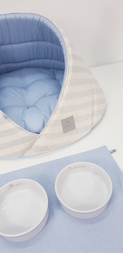 Porta Comedouro Retangular Pata Chic - Linn Azul na internet