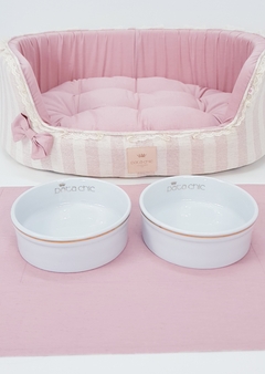 Porta Comedouro Retangular Pata Chic - Linn Rose - loja online