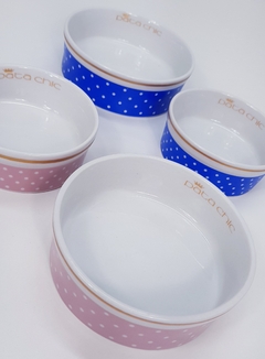 Comedouro Porcelana Poá Rosa Pata Chic - 600ml - loja online