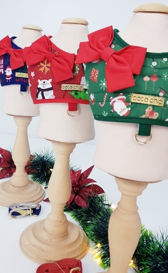 Colete Peitoral e Guia Com Laço Pata Chic - Noel Verde na internet