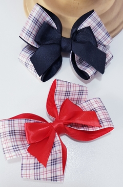 Laço de Topete Joy 10cm Bico de Pato - Xadrez Burberry c/ Laço - Pata Chic