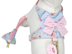 Peitoral Guia e Bolsinha Pata Chic Doce Flor - Azul na internet