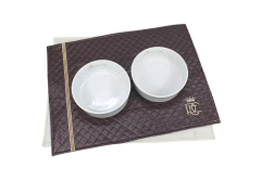 Porta Comedouro Retangular Pata Chic Strass - Marrom