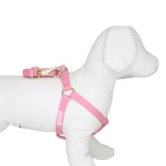 Peitoral Americano Tecido com Guia Pata Chic - Rosa
