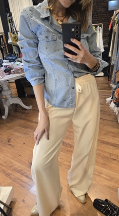 PANTALON PALAZZO RIB - Linda de Alma