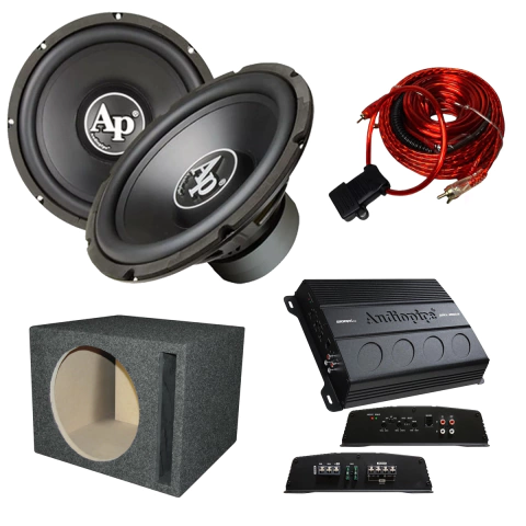 COMBO AUDIOPIPE 300 RMS SUBWOOFER 12" + POTENCIA AUDIOPIPE 2150.2 + CAJA SLOT + CABLES