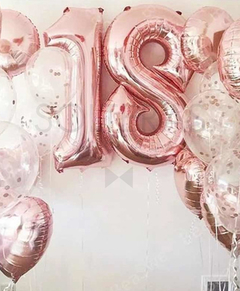 Combo 9 globos Rosa Gold - Solteras Asociadas