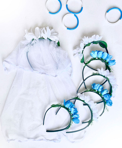 Combo Argentina Velo de novia + Vinchas con florcitas