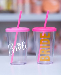 Vasos de acrílico Bride/Team Bride con tapa y sorbete - comprar online