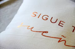 Almohadón con frase sigue tus sueños - cobre / gris - comprar online