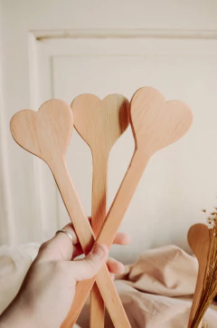 Espátula madera corazón