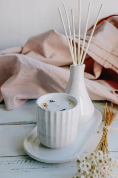 Combo Difusor bambú + vela pocillo + bandeja + recarga - piopio-objetos