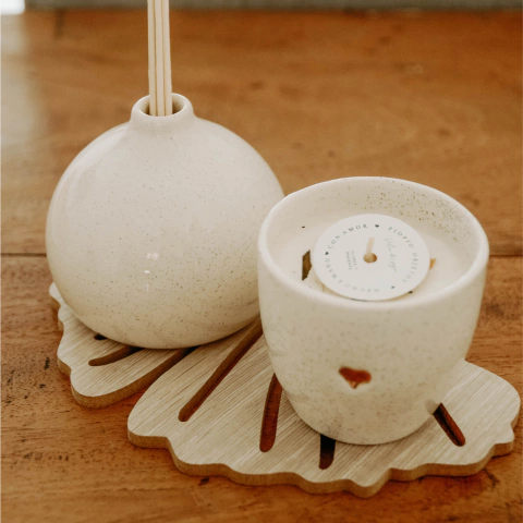 Combo difu + vela corazón + bandeja madera