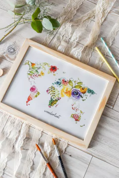 Cuadro Mapamundi acuarela en internet