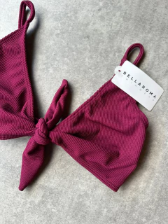 CONUNTO BIKINI KNOT TEXTURA MALBEC - tienda online