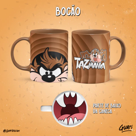 Caneca com alça colorida ♦ Com Bocão no fundo - Personalizada