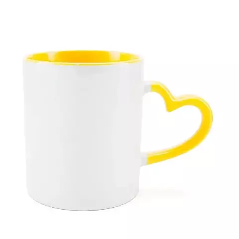 Caneca com alça coração colorida ♦ Personalizada